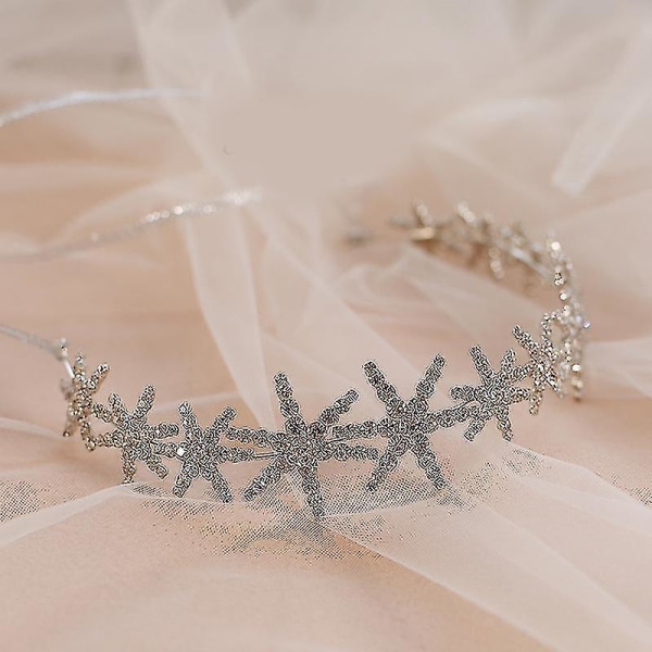 Handgjorda sjöstjärna hårband kvinnor sjöjungfru pannband Kristall huvudstycke hår smycken krona bröllop