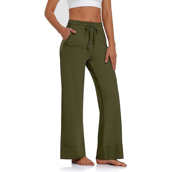 Yogabukser med elastisk midje for kvinner Uformelle bukser Army Green L
