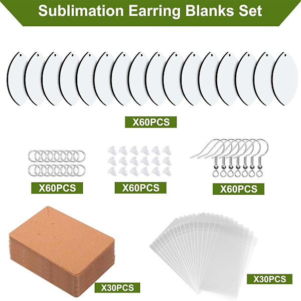 60 stk Sublimerings-Ørehængs Blanks, Smykker Ørehæng Træ MDF Fodboldtrøje DIY Sublimerings-Ørehæng