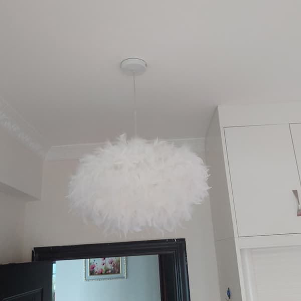 Fjærlampe lysekrone hvit E27 40W - diameter 45CM
