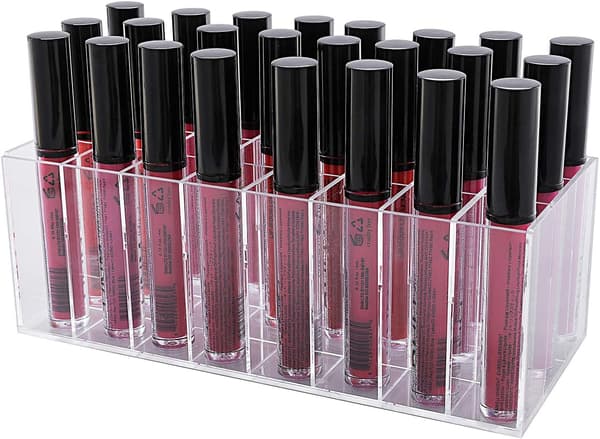 Lipgloss Holder Organizer, Lipgloss Display Case Box, 24 rum Klar Akryl Makeup Organizer