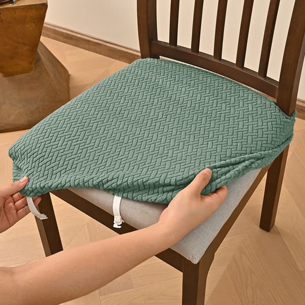 Randigt rutigt dubbelt elastiskt pallöverdrag med tunga och spänne, halkfritt, kattklösresistent, elastiskt jacquard T-format stolsöverdrag