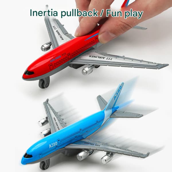 Originale to A380 simulerte flymodeller i legering, tilbaketrekkbare leker for barn.