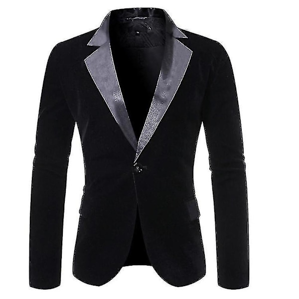 Mænds Fløjl Blazer Slim Fit Solid Tuxedo Jakke Business Casual Blazer-yujia RED