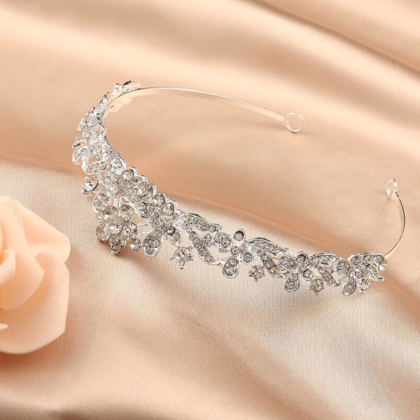 Blomster Rhinestone Krone Dronning Krone Tiara Rhinestone Tiara Hovedbeklædning Luksus