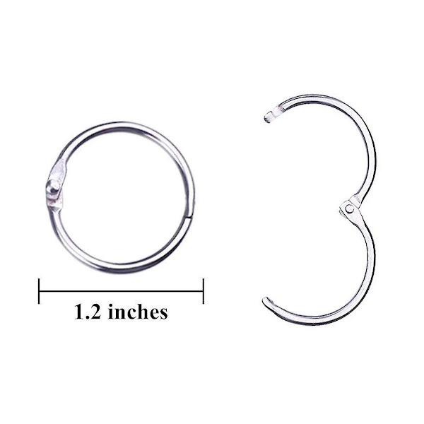 100 stk. Binderringe 1,2 tommer/30 mm Sølv Metal