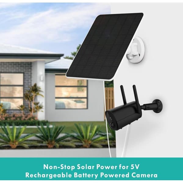 Solpanel för säkerhetskamera. 5W USB-solpanel kompatibel med DC 5V uppladdningsbara övervakningskameror. Solpanel för kamera med 3m kabel