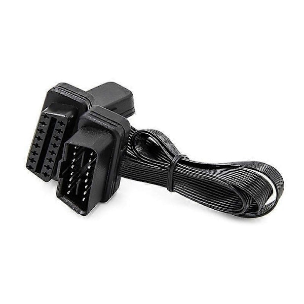 OBDII Jatkojohto Kaksois Y-sovitin OBD OBD2 16-nastainen Uros-Naarasliitin Litteä + Ohut [DB] Musta