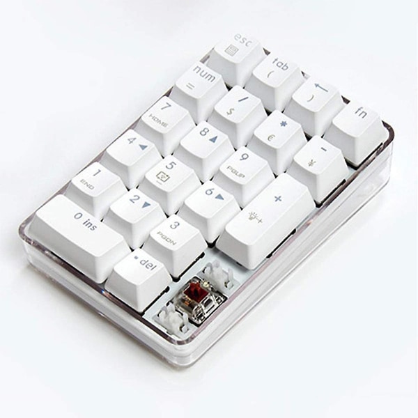 Mekaniskt Numeriskt Tangentbord Gateron Brown Switch Trådbunden Speltangentbord Kristallfodral Vit Bakgrundsbelyst 21 Tangenter