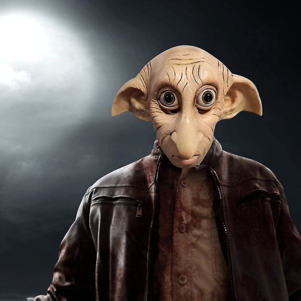 Kryc-adult Dobby Mask, Halloween Cosplay Mask Elven Dwarf Elf Latex Mask Full Head Kostume Rekvisitter Realistisk maske til karneval maskeradefest 1 stk.