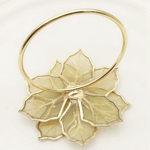 30 st Servett Ringar i Metall Guld Blomma Design Servett Spänne Servett Ringhållare Hotell Bröllop Fest Vi
