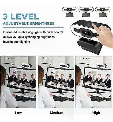 4K HD webcam med LED-ringlys og USB-mikrofon