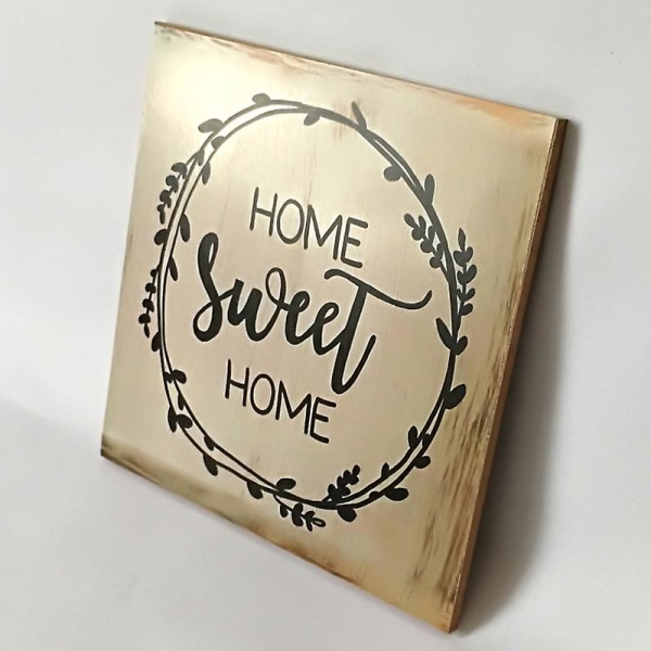 Home Sweet Home Letters Printed Neliönmuotoinen Puinen Indoor Desktop Olohuoneen sisustus