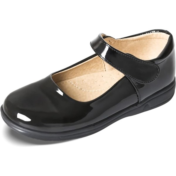Tyttöjen koulukengät Mustat nahkaiset univormukengät Lasten housut Mary Jane Flats casual -ajan kenkä, jossa liukastumista estävä pohja hääpukuihin Black 1 27