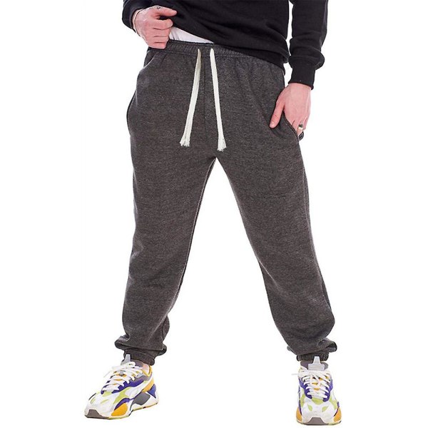 Herre snoretræk Casual joggingbukser joggerbukser sportsbukser Dark Gray L