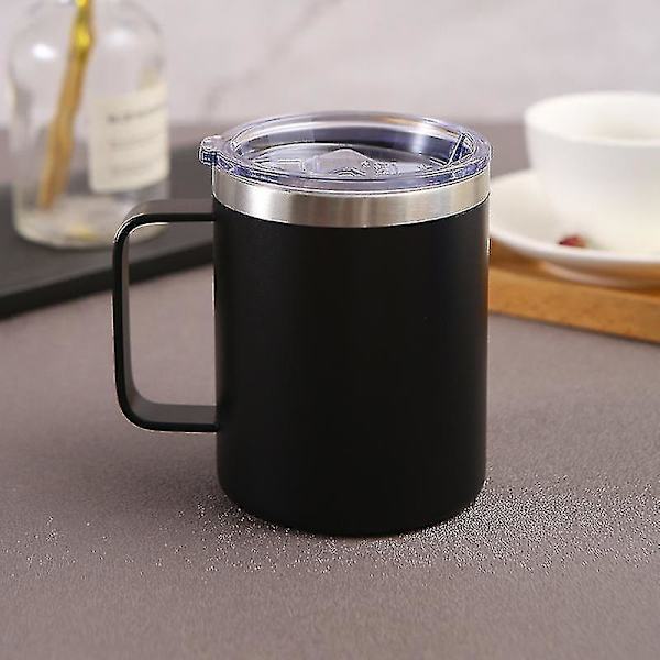Handtagsmuggs-spray Plastmode Snygg Rostfritt Stål Kaffemugg Handtag Dubbellager Isolering Mugg 1 Stycke Svart