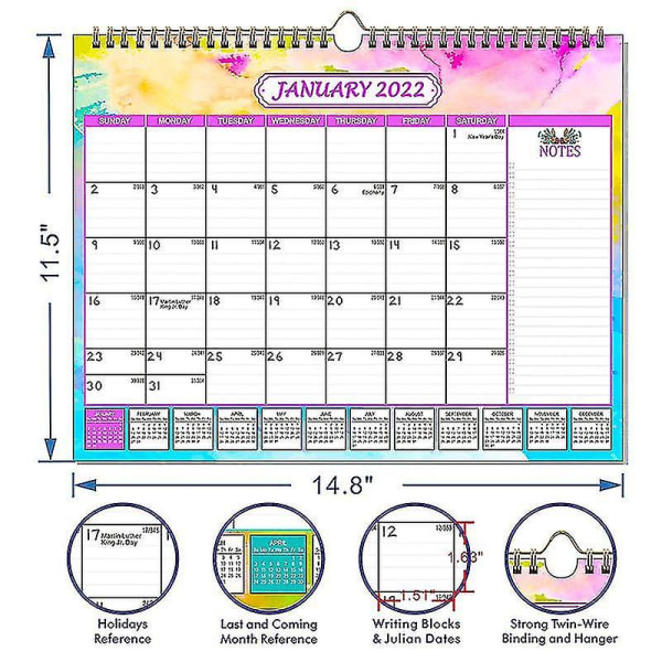 2022 Seinäkalenteri Riippuva Kuukausikalenteri Suunnittelija Kuukausittainen Toimistokalenteri Koti- ja Toimistokäyttöön Uusi