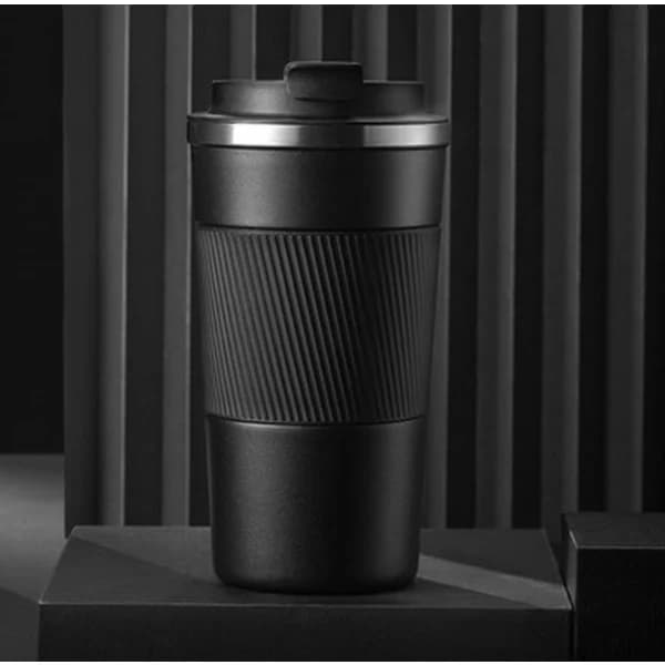 Vakuumisoleret kaffeflaske, rustfrit stål, til varme og kolde drikke - Sort 380 ml