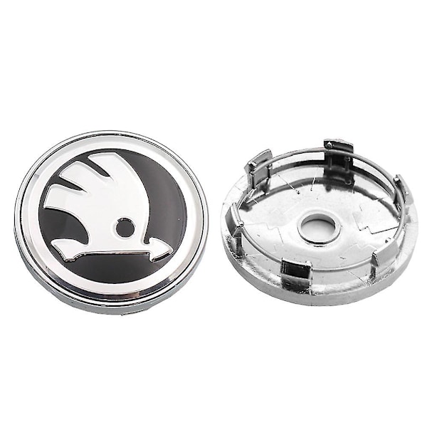 4 stk./sæt 60mm Hjulnav Centerkapsel Sort Sølv Pil Logo Badge Dæksel 6 Klips Til Skoda Octavia Superb Rapid Kodiaq Karoq Kamiq