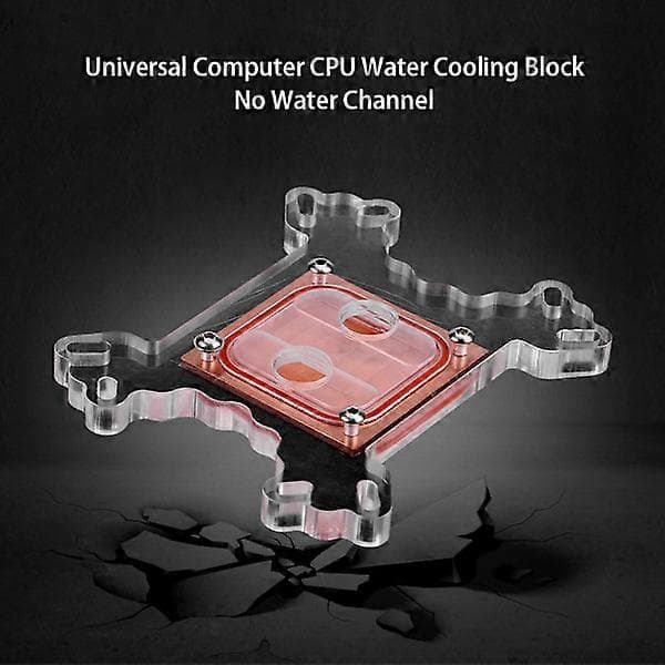 Universal CPU Vandkølingsblok Køleplade Kobberbase Uden Vandkanal
