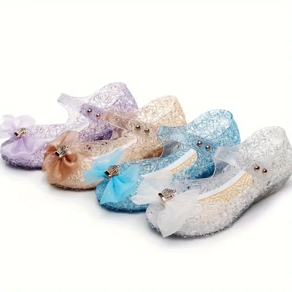 JOLEE KANG Trendiga söta geléfärgade rosett sandaler för flickor, andningsbara lätta klänningskor för fest bröllop, vår och sommar Purple 29