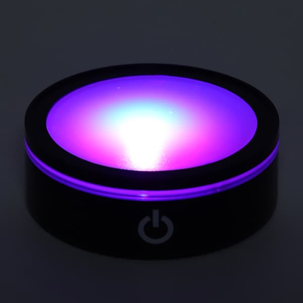 LED Base Krystall Sort Flat Touch Multi Mode Fargerikt Hvitt Lys 3D Innvendig Utskjæring Laser Base