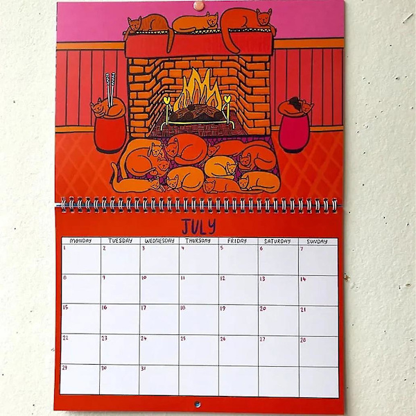 Vardagsrums-Kattmönsterkalender Bred Användning Kalender för Kontor
