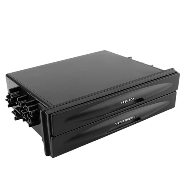 2x Bil Auto Enkelt Din Radio Lomme, Universal Cd Radio Lomme Drikkekop Holder Opbevaringsboks Sort