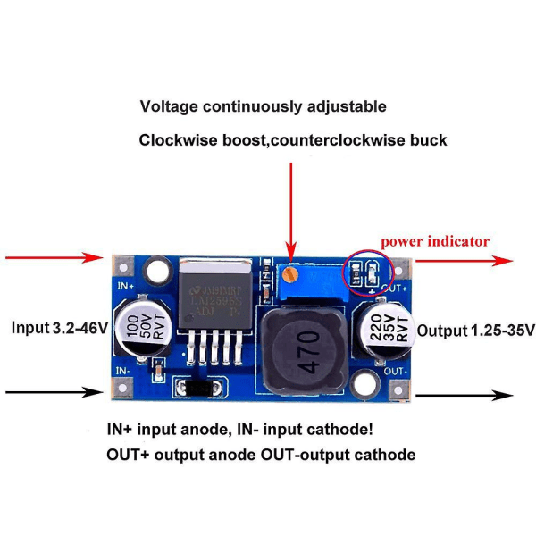 Lm2596s DC-DC Alastimen Virtalähdemoduuli 3A Säädettävä Alastimen Moduuli Lm2596 Jännitteen Säädin 24v 12v 5v 3v