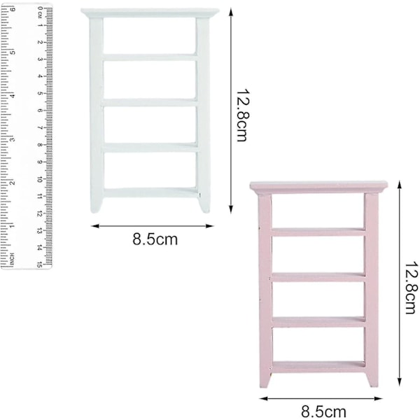 1:12 Mittakaavan Miniatyyri Talo Hyllykoriste Työpöydälle, Vaaleanpunainen, 12.8x8.5x3.6cm
