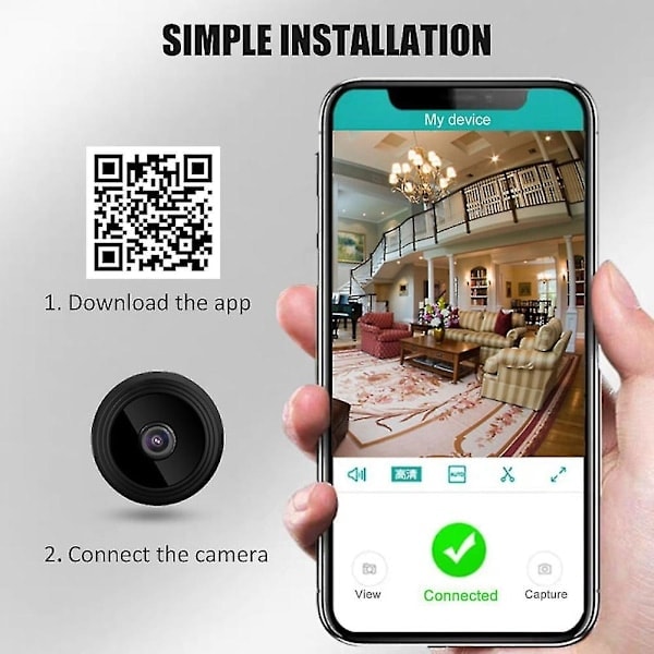 REMAKE 3-osainen Mini Wifi -kamera, langaton kamera suoralla ääni- ja videostriimauksella, HD 1080p kotikäyttöön