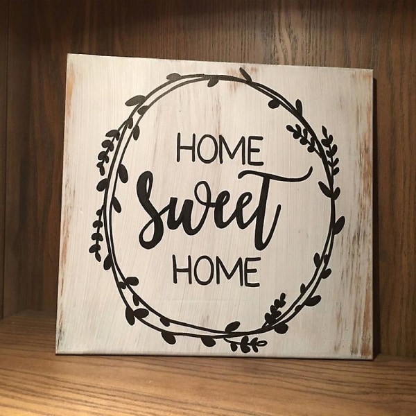 Home Sweet Home Letters Printed Neliönmuotoinen Puinen Indoor Desktop Olohuoneen sisustus