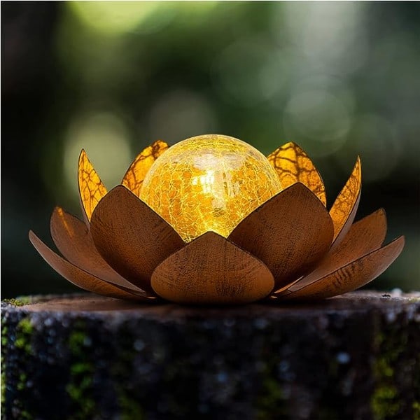 Solarlampa Utomhus Vattentät Trädgårdslampa Metall Glas Dekorativ LED Lotus Bordslampa