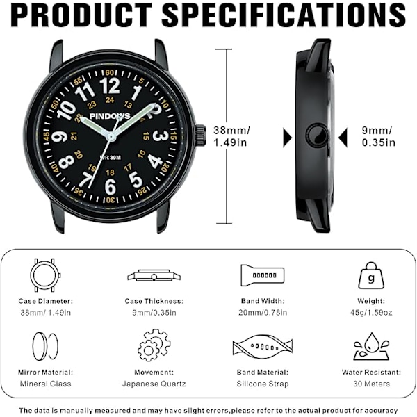 Dame silikonerem design analogt quartz ur, selvlysende urskive.