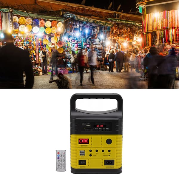 solcellepanelgenerator LED-lys MP3 bluetooth radio mobil lading multifunksjonell bærbar solcellepanelstasjon EU-plugg 250V gul