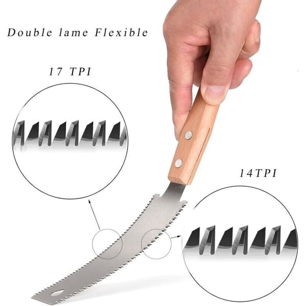 Liten träsåg. 15,2\" flexibelt blad, dubbeleggad, manuell. Hobby. DIY.