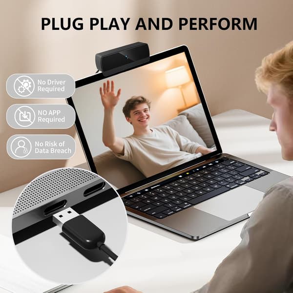 1080P HD webkamera med mikrofon, strømmende datakamera for bærbar PC
