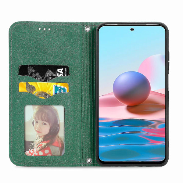 Case Xiaomi Redmi Note 10s:lle Magneettisesti suljettava Nahkainen Cover Housse Etui Iskunkestävä - Vihreä