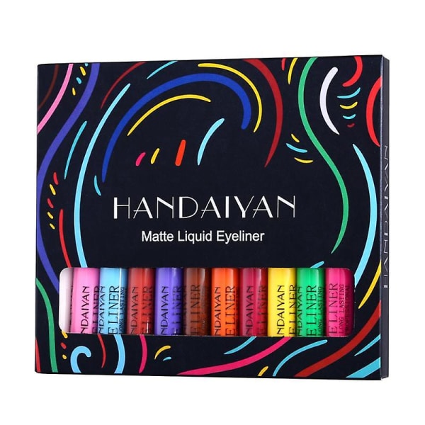 Handaiyan 12 färger/pack Matte Colorful Eyeliner Kit Vattentät eyeliner