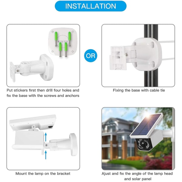 Udendørs Vandafvisende IP66 Solenergi Solsikkerhedskamera med Bevægelsessensor LED Solcellelys til Have Garage