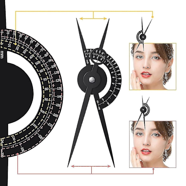 Øjenbryn Gyldent Forhold Skydelære Stencil Lineal Makeup Måling Sort