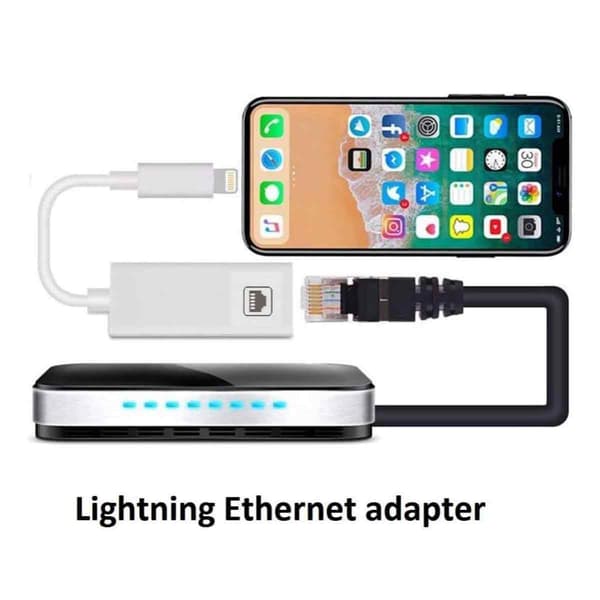 Ethernet RJ45-adapter til Lightning til iPhone og iPad 100 Mbps datahastighed