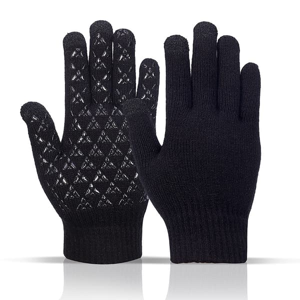 Unisex Vinterhandsker - Sorte skridsikre varme touch screen-handsker (akryl stof)