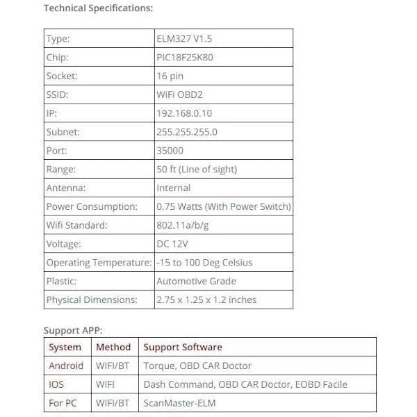 V1.5 WIFI Scanner Bil OBDII Diagnostikverktyg Kodläsare PIC18F25K80 Chip För Android IOS Windows
