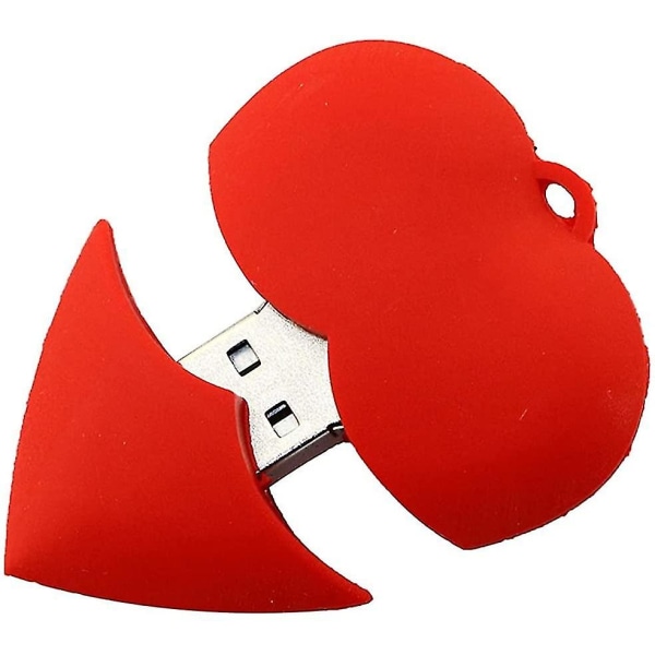 64 Gt USB 2.0 Flash Drive Silikonipunainen Sydämenmuotoinen peukalomuistitikku