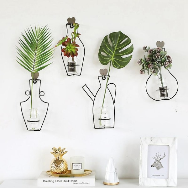 Metal Plantestativ Retro Jern Line Bord Blomster Vas Dekoration E