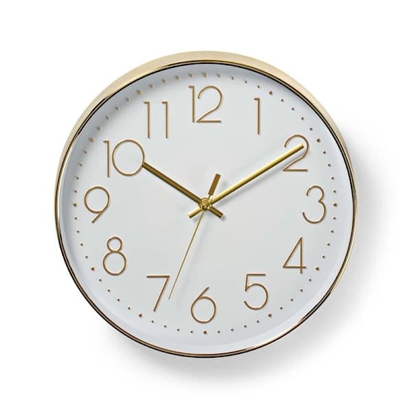Nedis Väggklocka | Diameter: 300 mm | Plast | Guld/Vit 687