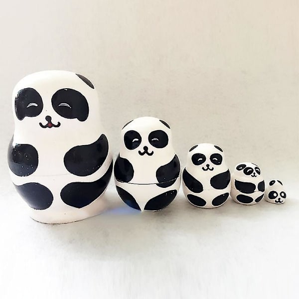 5 st Panda Trä Nesting Dolls, Söta Panda Nyhet Dockor Djur Nesting Dolls Djur Tema För Barn Leksak Present