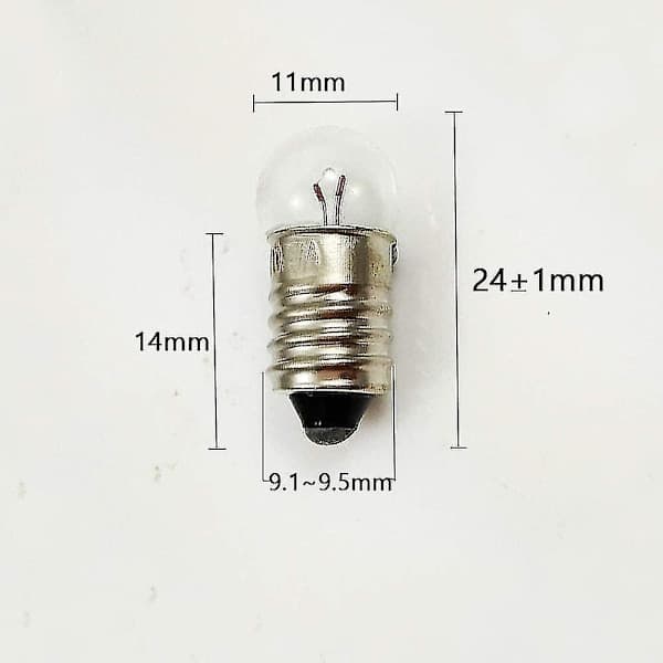 10 st E10 skruvlock för ficklampa, 2,5V 0,3A