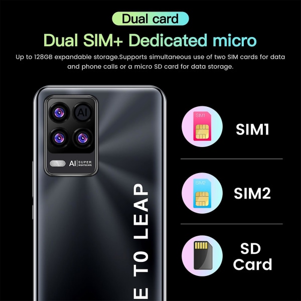 Telefoner 5,5 tommer Smartphone Dual Sim Android Gaming HD-kamera Wifi Bærbar Mobiltelefon Clearance